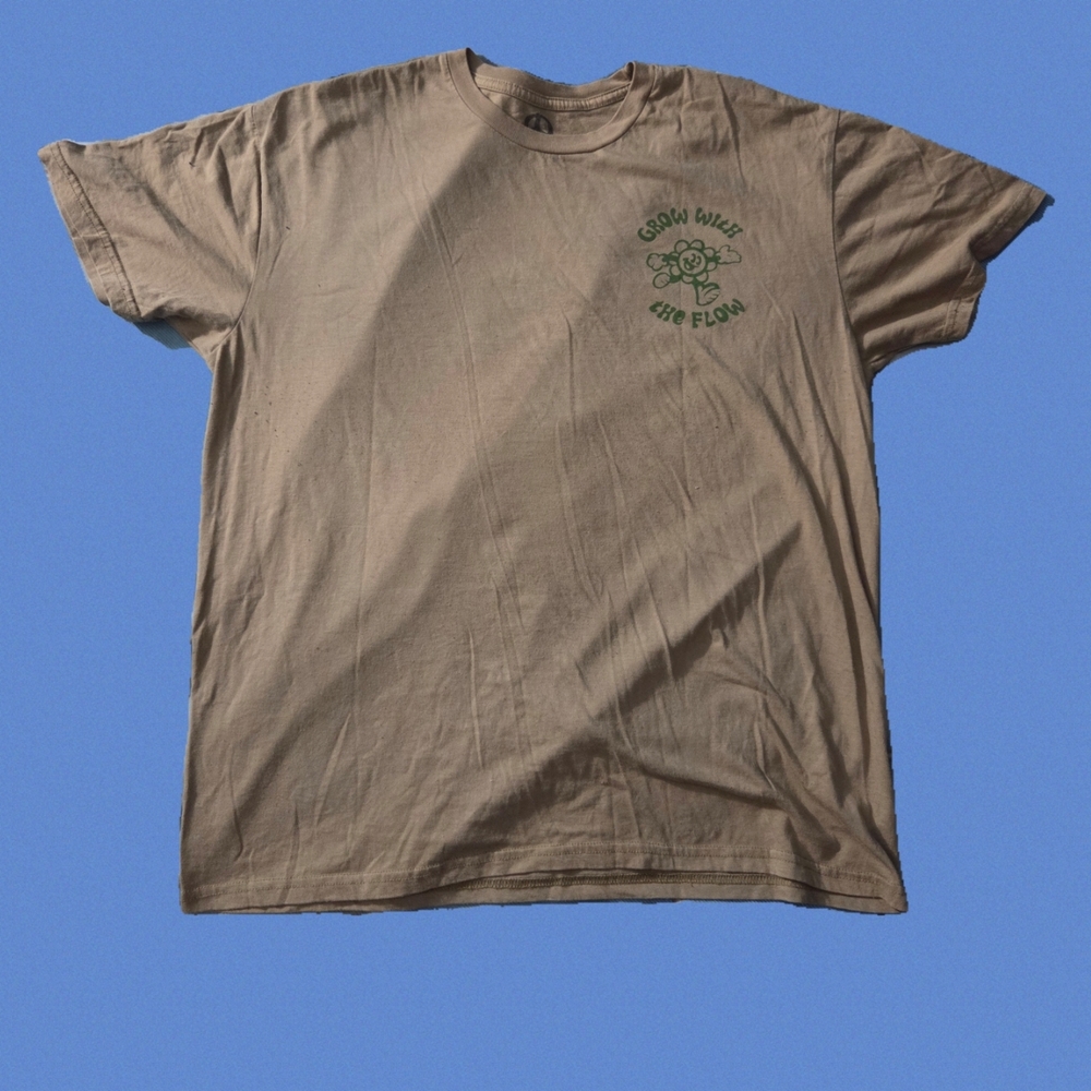 Peace Of Mind Shirt Men's XL Brown Tan Grow With the Flow Short Sleeve